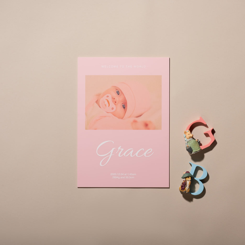 New Born Personalised A4 Acrylic Print – Script Style