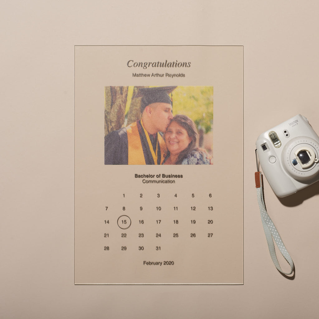 Graduation Personalised A3 Acrylic Print – Calendar Style