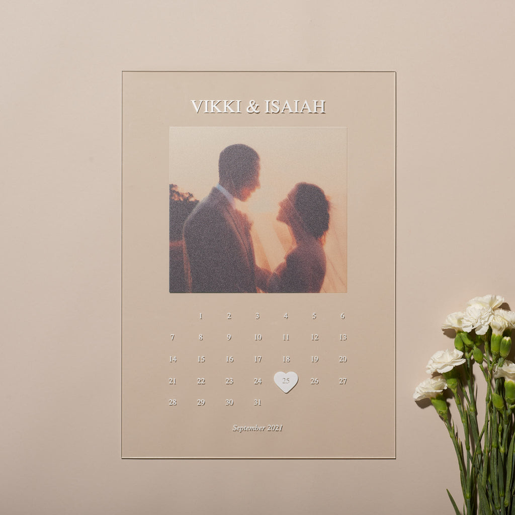 Wedding Personalised A3 Acrylic Print – Calendar Style