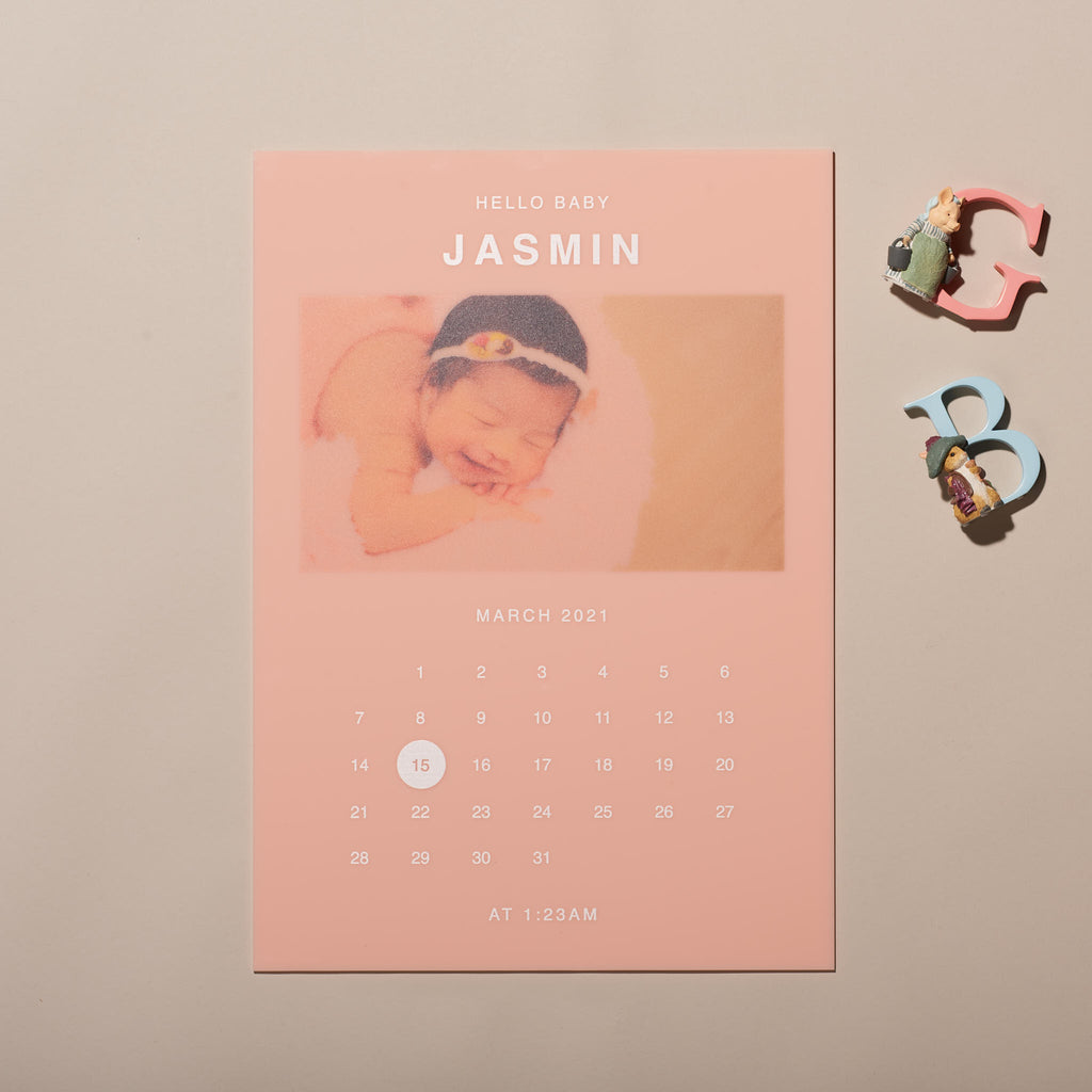 New Born Personalised A3 Acrylic Print – Calendar Style