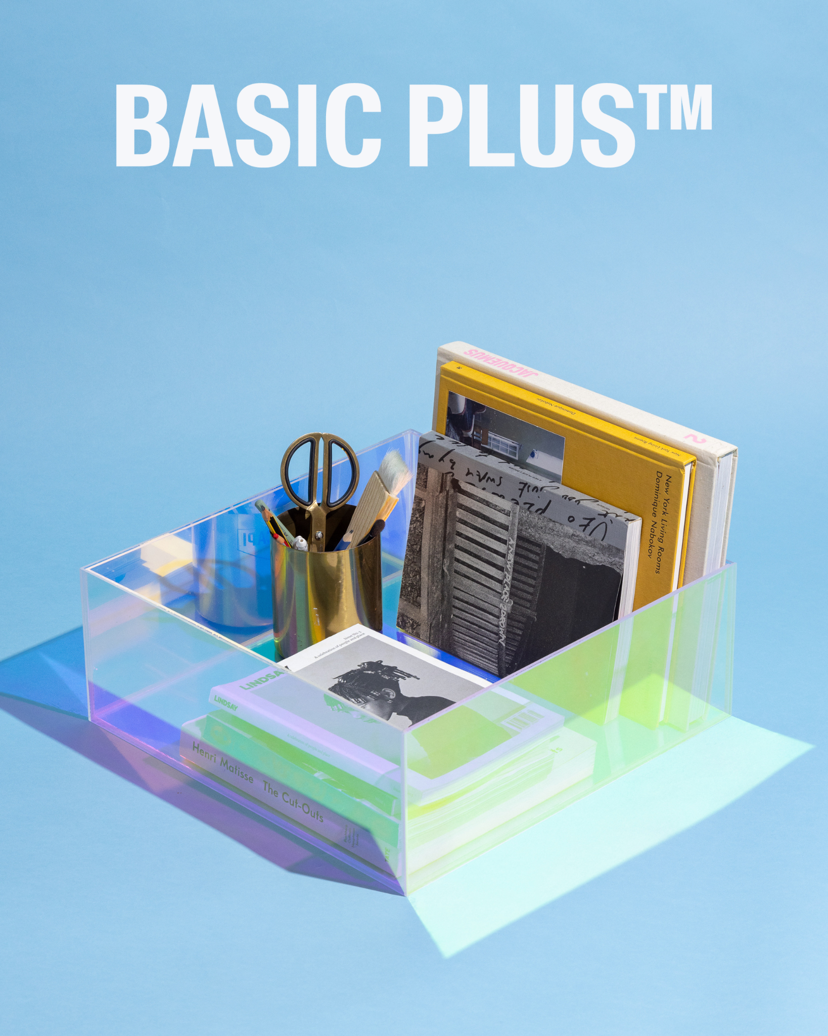 Transparent Iridescent Acrylic Square Table Organizer