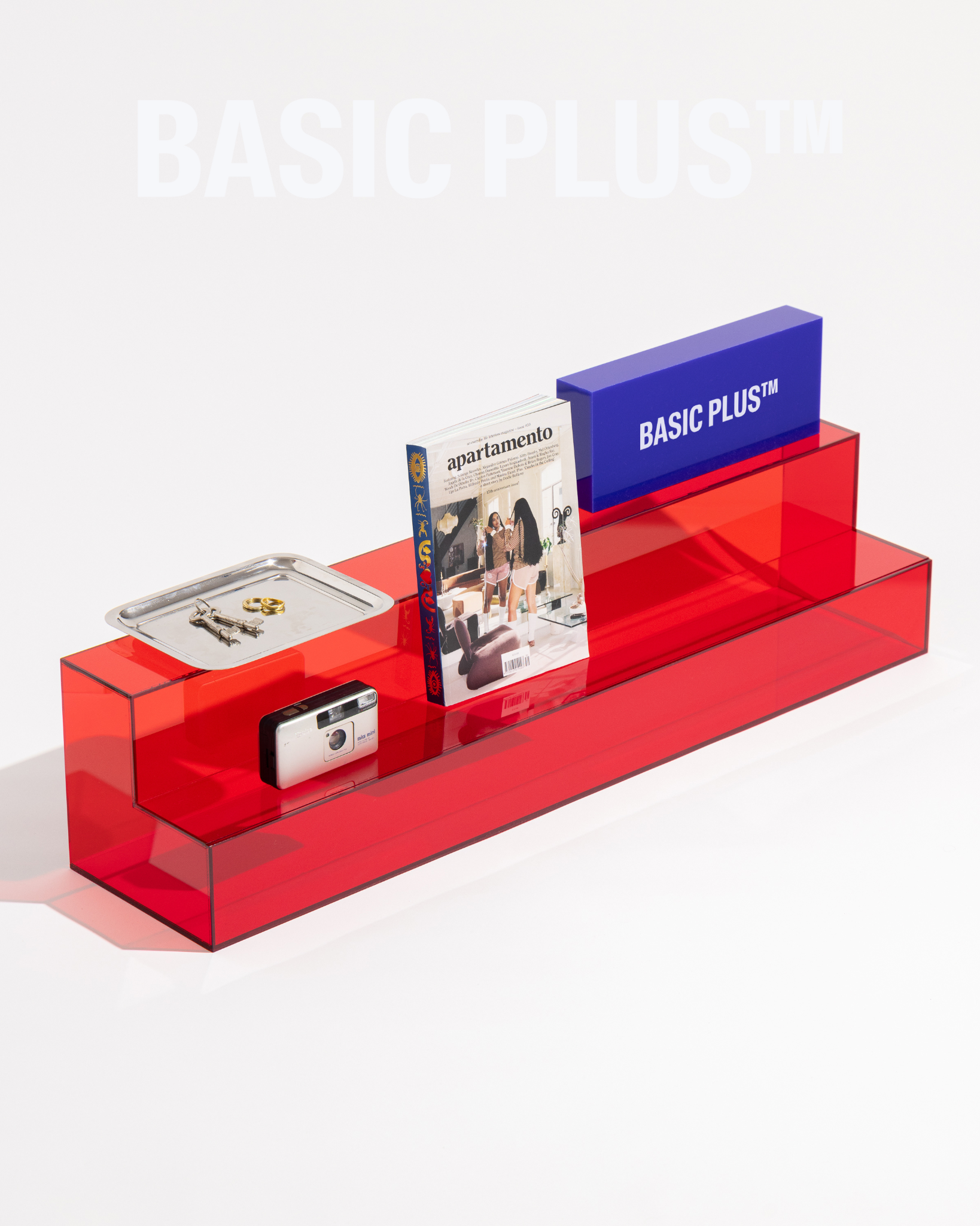 Red Acrylic Display Stand Shelf Steps
