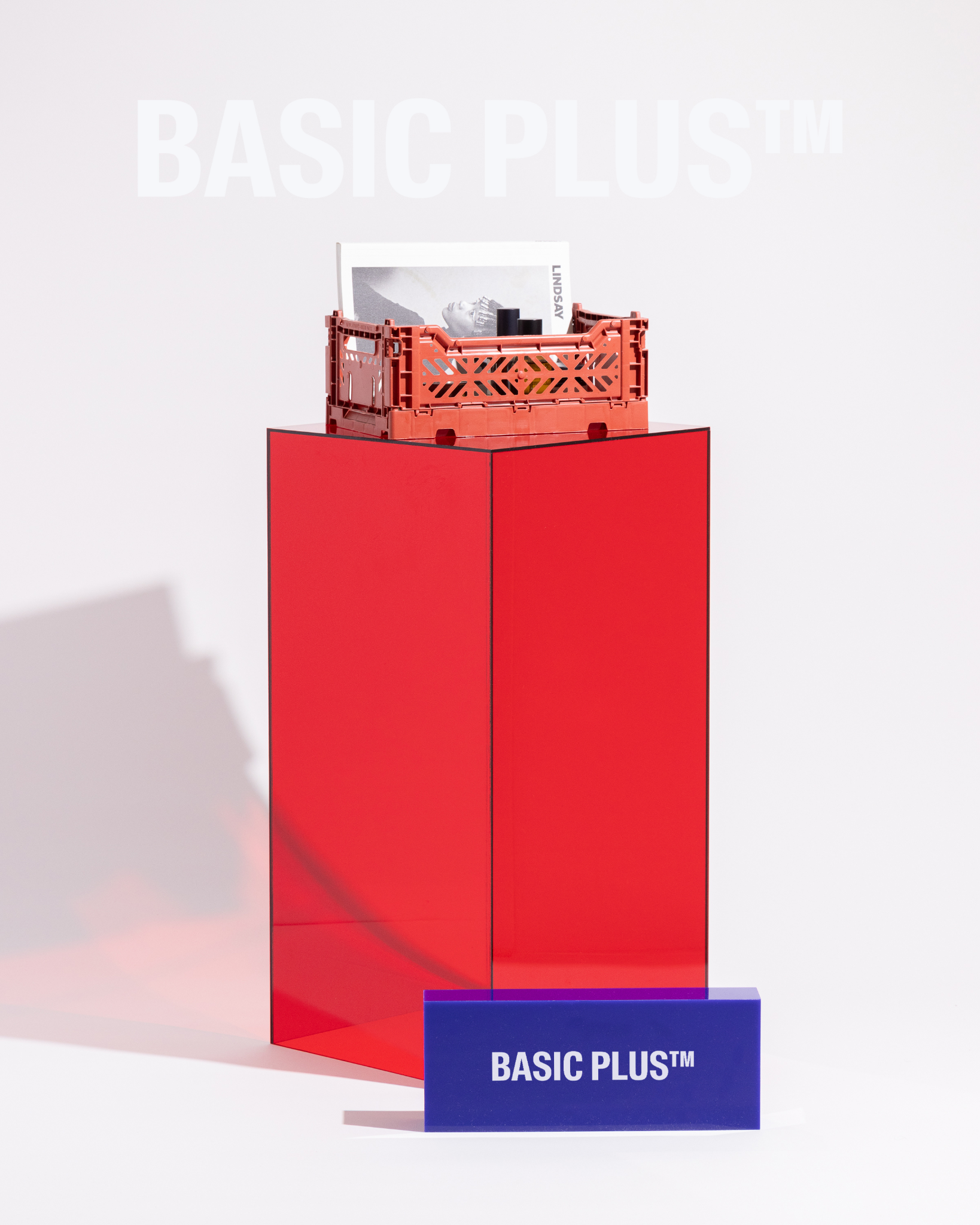 Transparent Red Acrylic Display Plinth