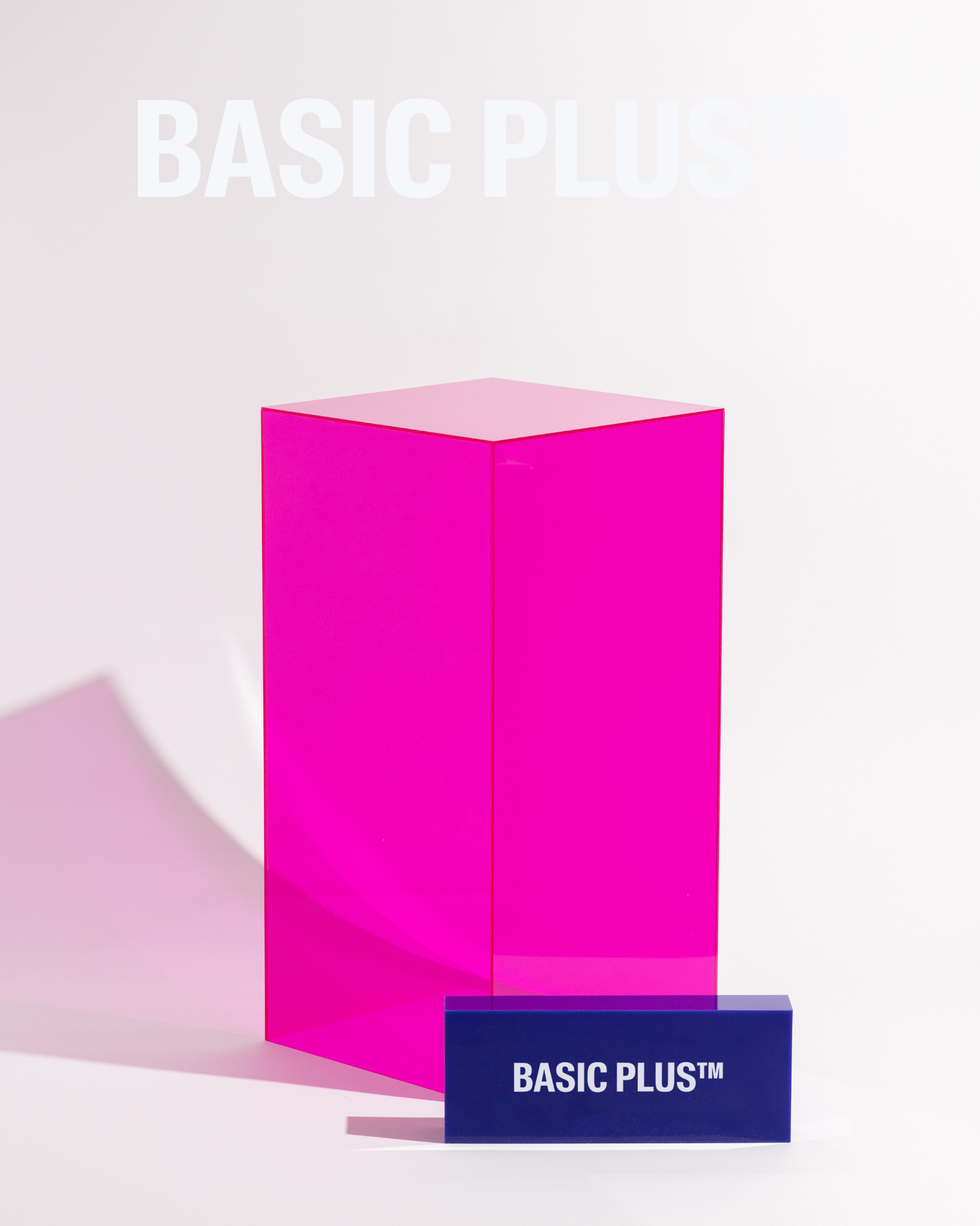 Transparent Bright Pink Display Plinth