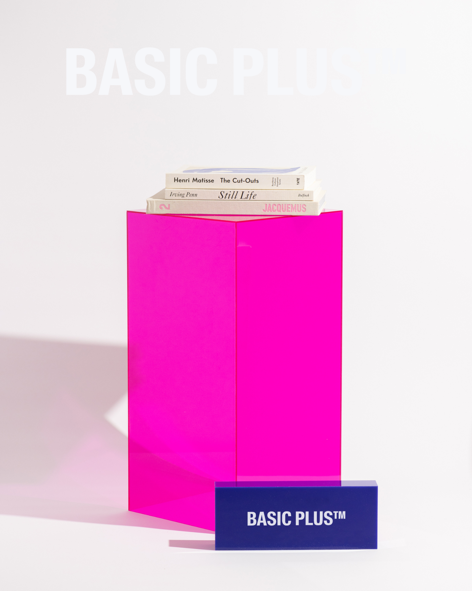 Transparent Bright Pink Display Plinth