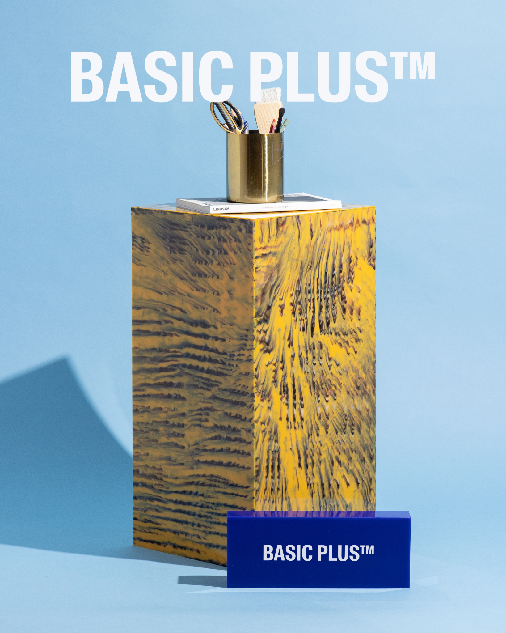 Marbled Yellow & Black Display Plinth