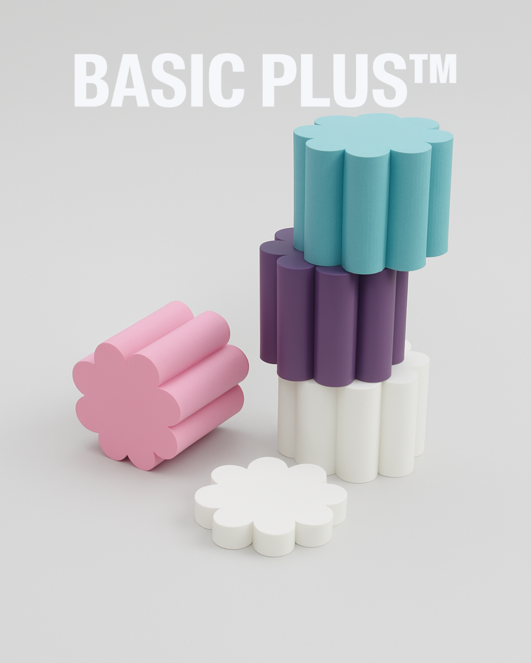 White Floral Shape Block