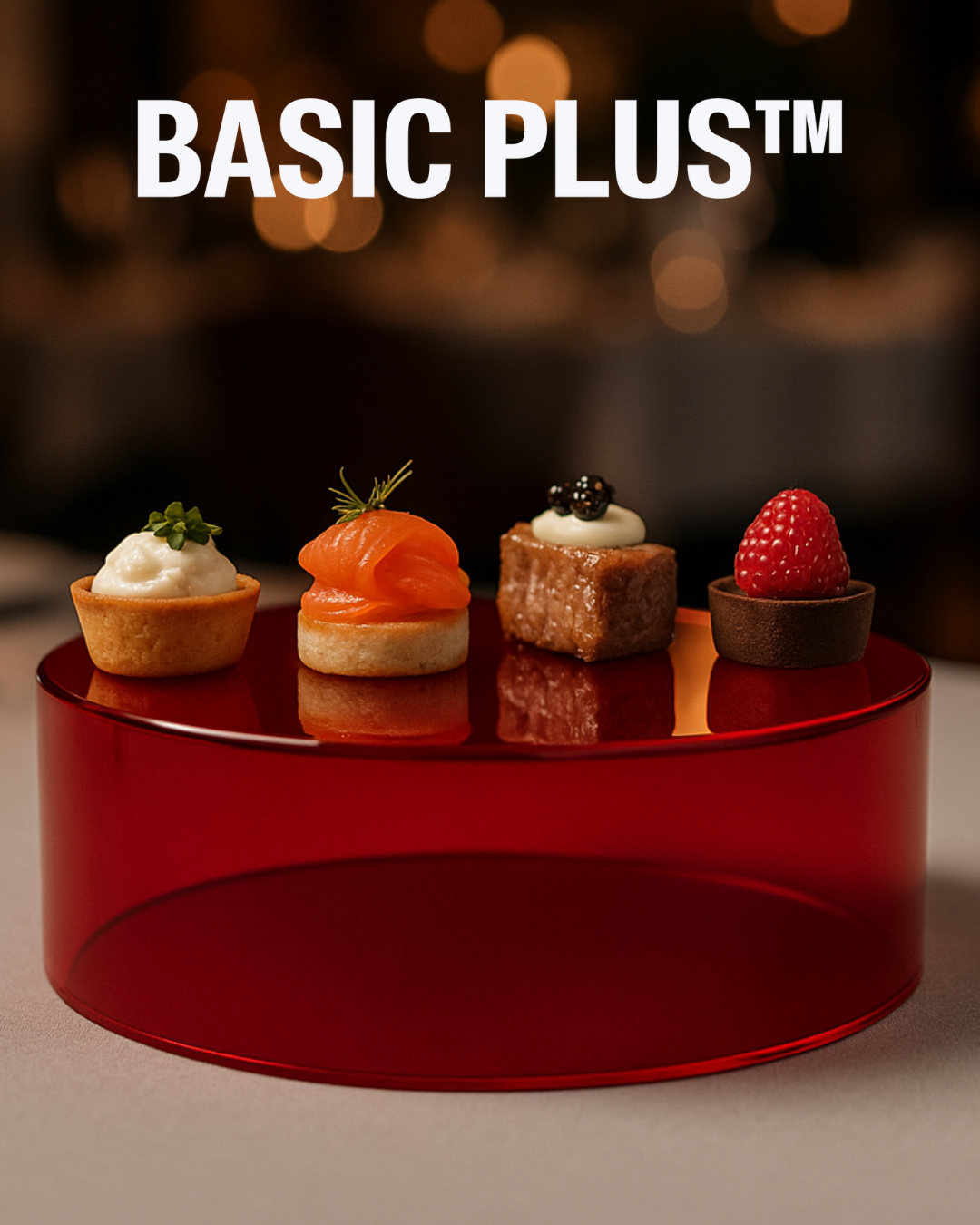 Transparent Red Acrylic Round Display Riser