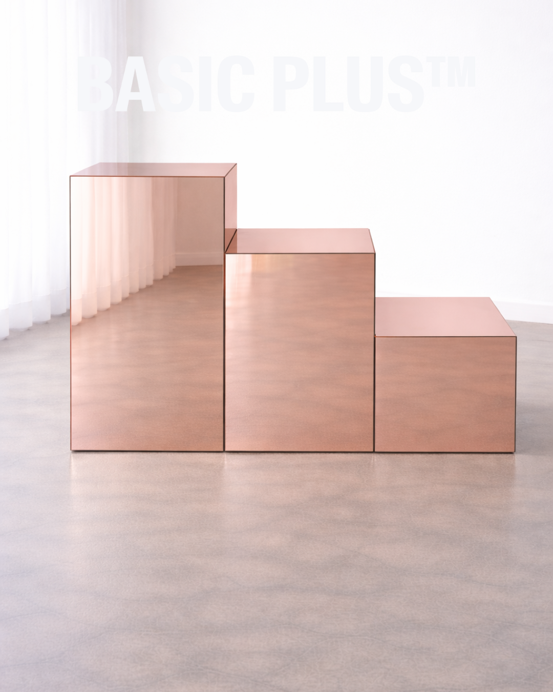 Stepped Rose Gold Mirror Acrylic Display Pedestal Set
