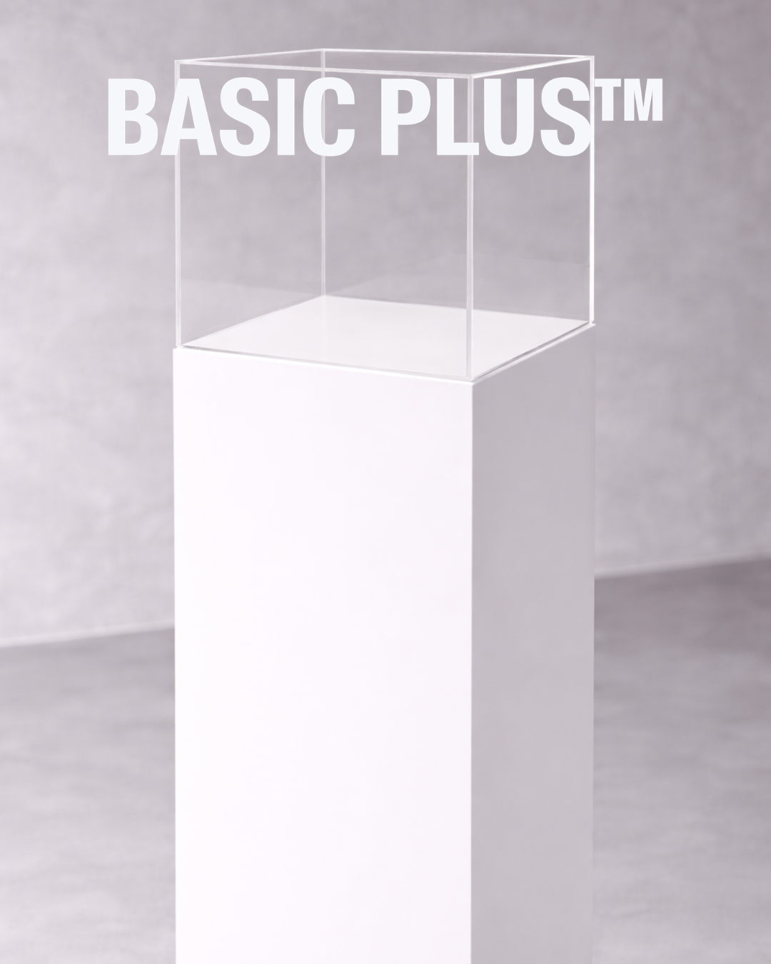 White Acrylic Display Plinth with Clear Cover