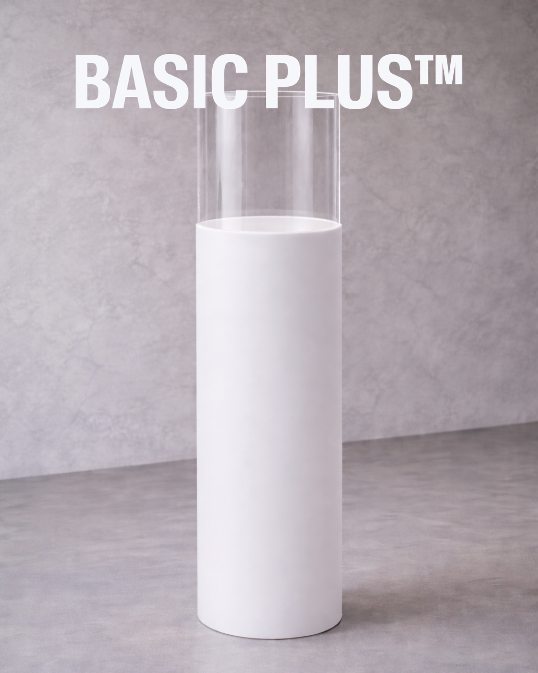 Translucent Opal Acrylic Cylinder Plinth with Clear Acrylic Cover