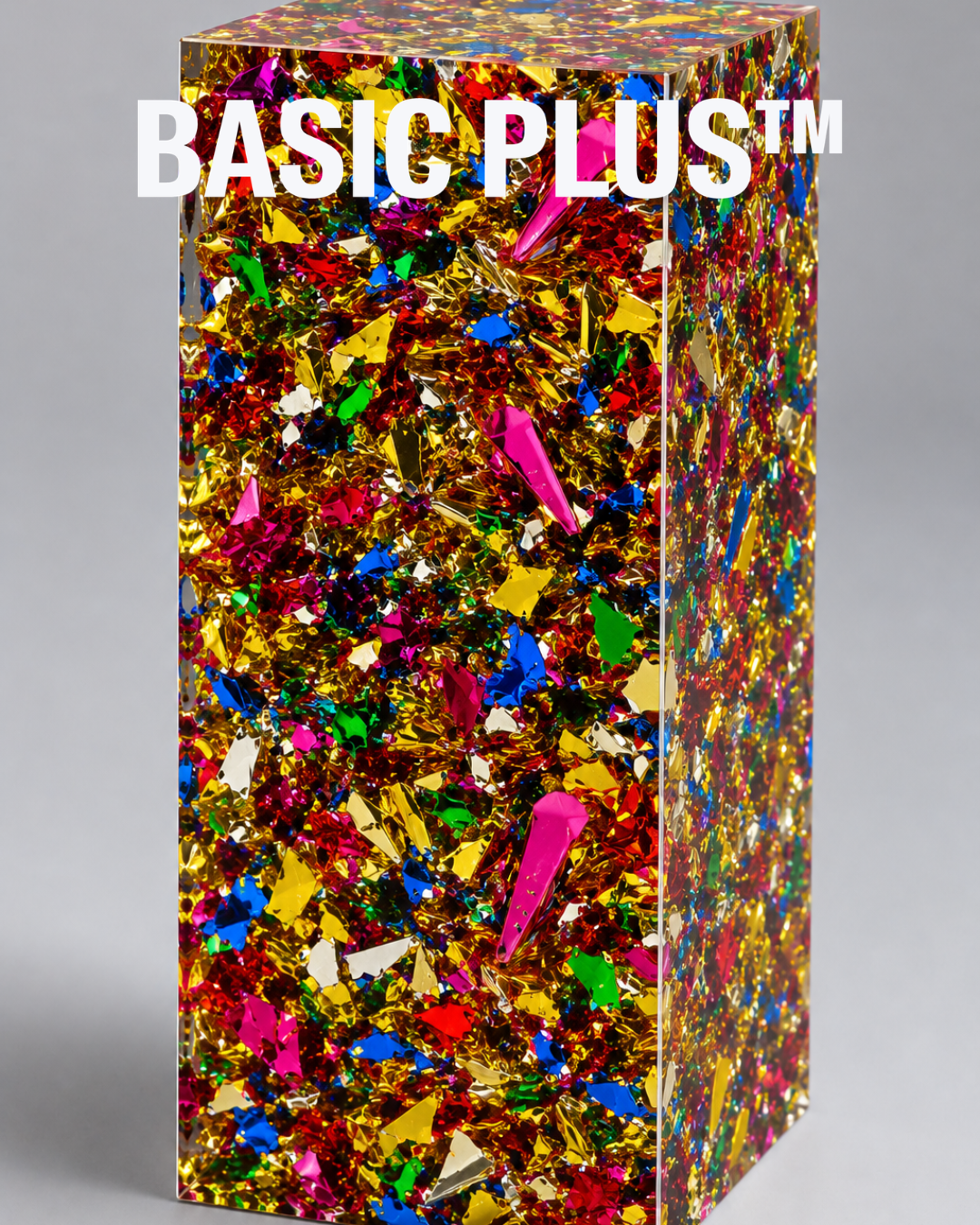 Gold Foil Flake Acrylic Display Plinth