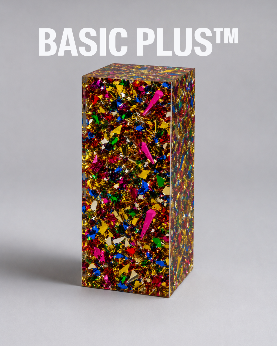 Gold Foil Flake Acrylic Display Plinth