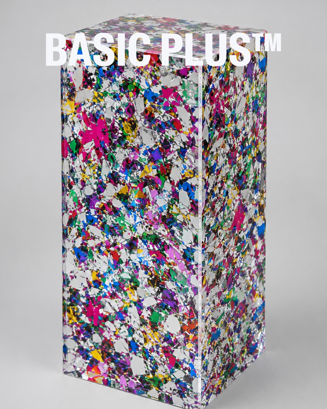 Silver Foil Flake Acrylic Display Plinth