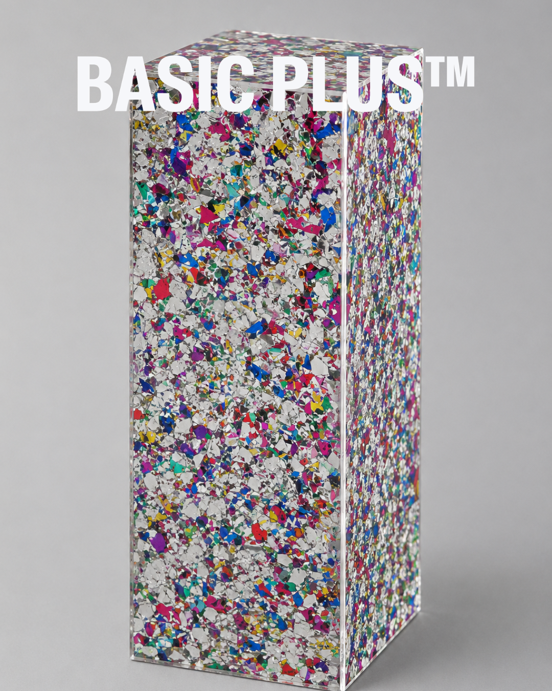 Silver Foil Flake Acrylic Display Plinth
