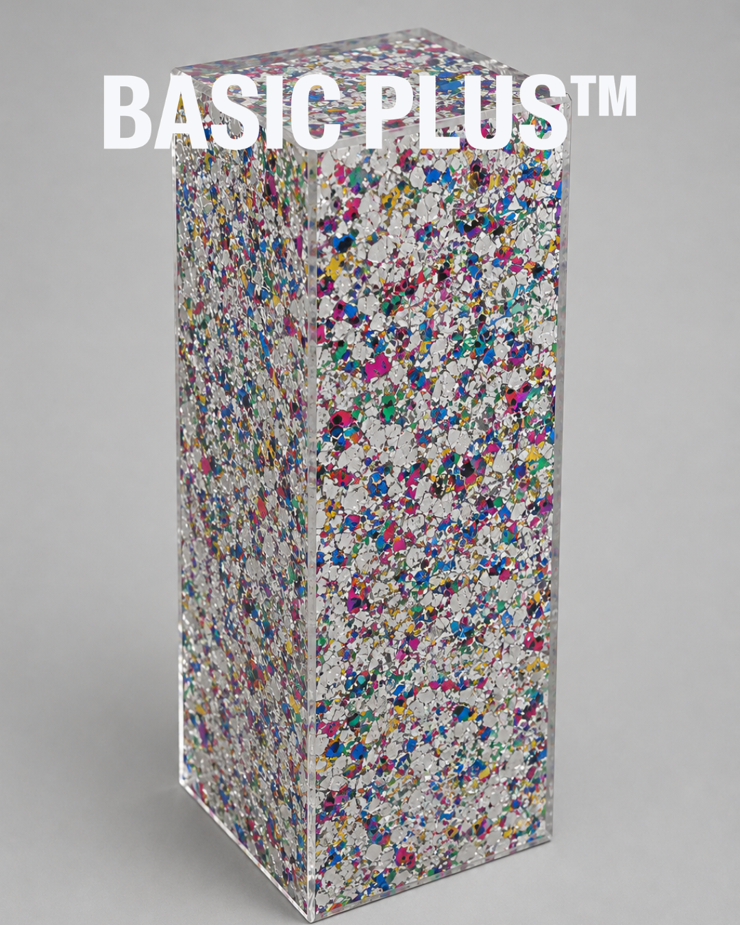 Silver Foil Flake Acrylic Display Plinth