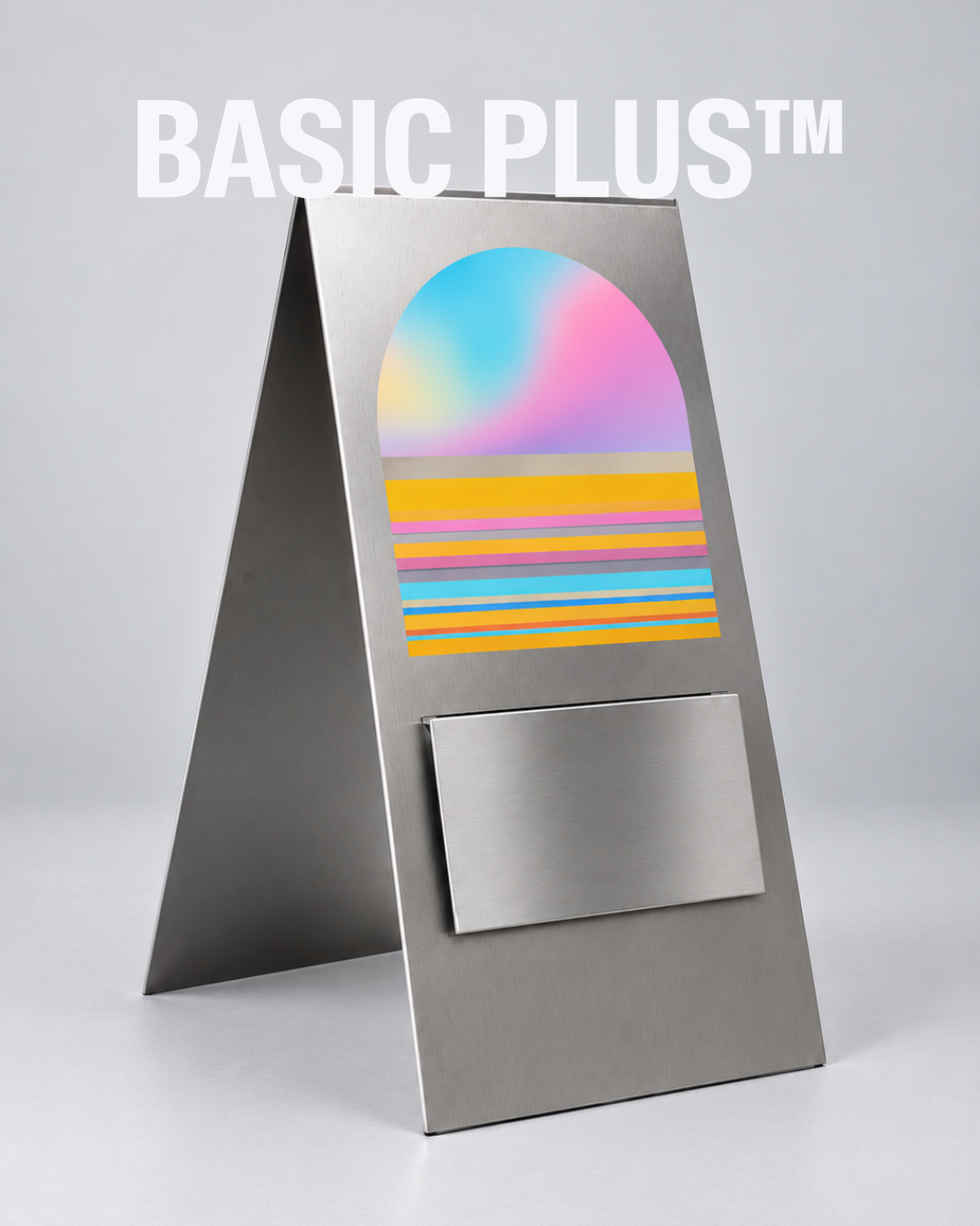 Brushed Stainless Steel A-Frame Sidewalk Sign with Interchangeable Message Panel