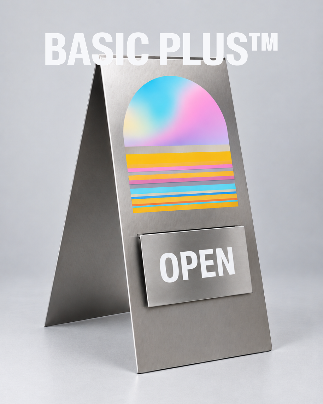 Brushed Stainless Steel A-Frame Sidewalk Sign with Interchangeable Message Panel