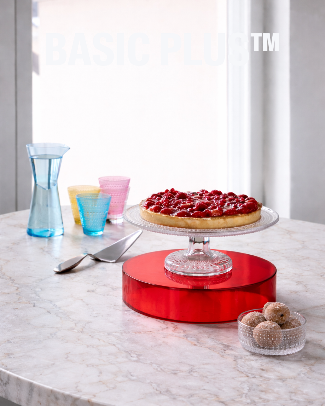 Transparent Red Acrylic Round Display Riser