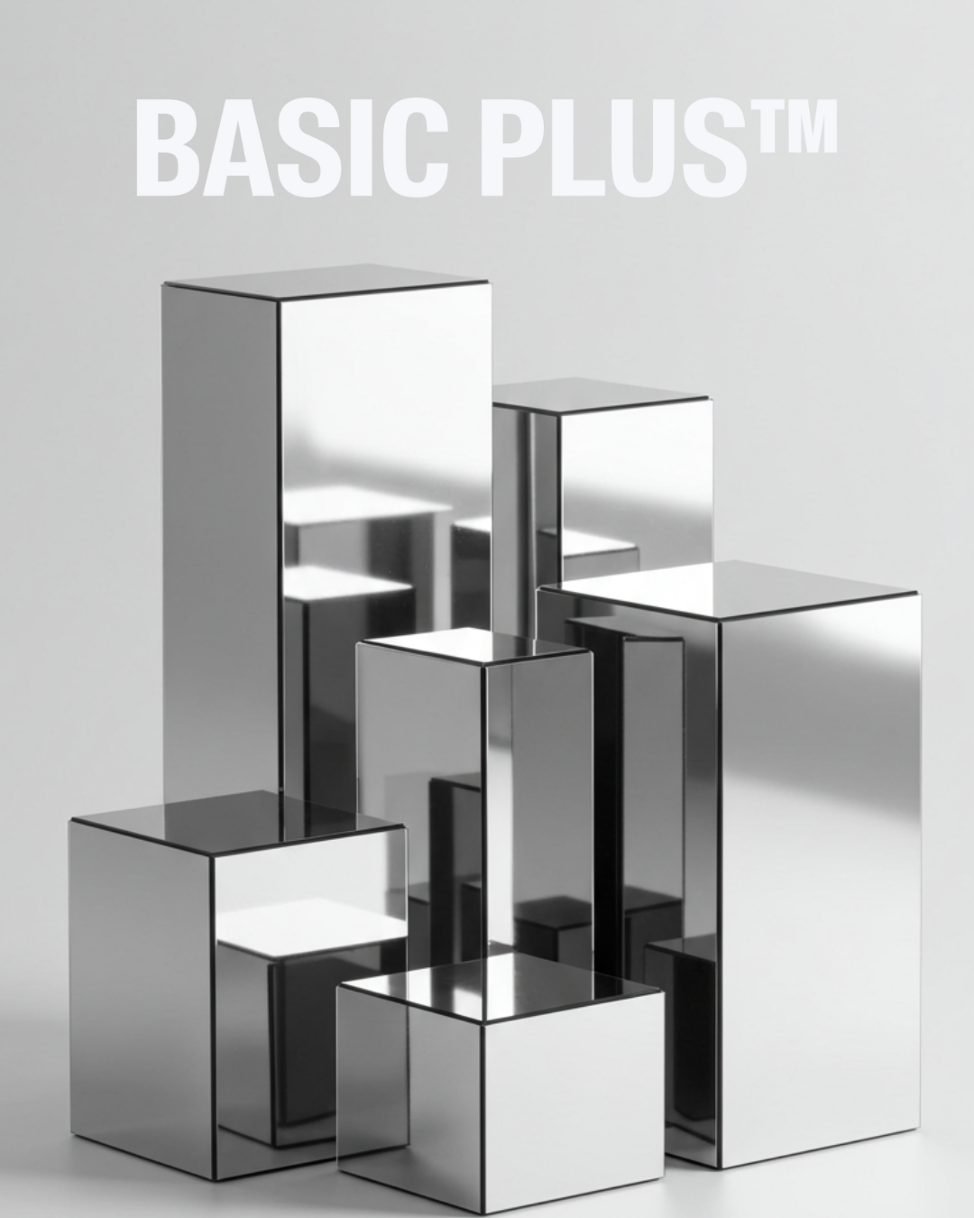 SILVER MIRROR ACRYLIC PLINTHS Basic plus