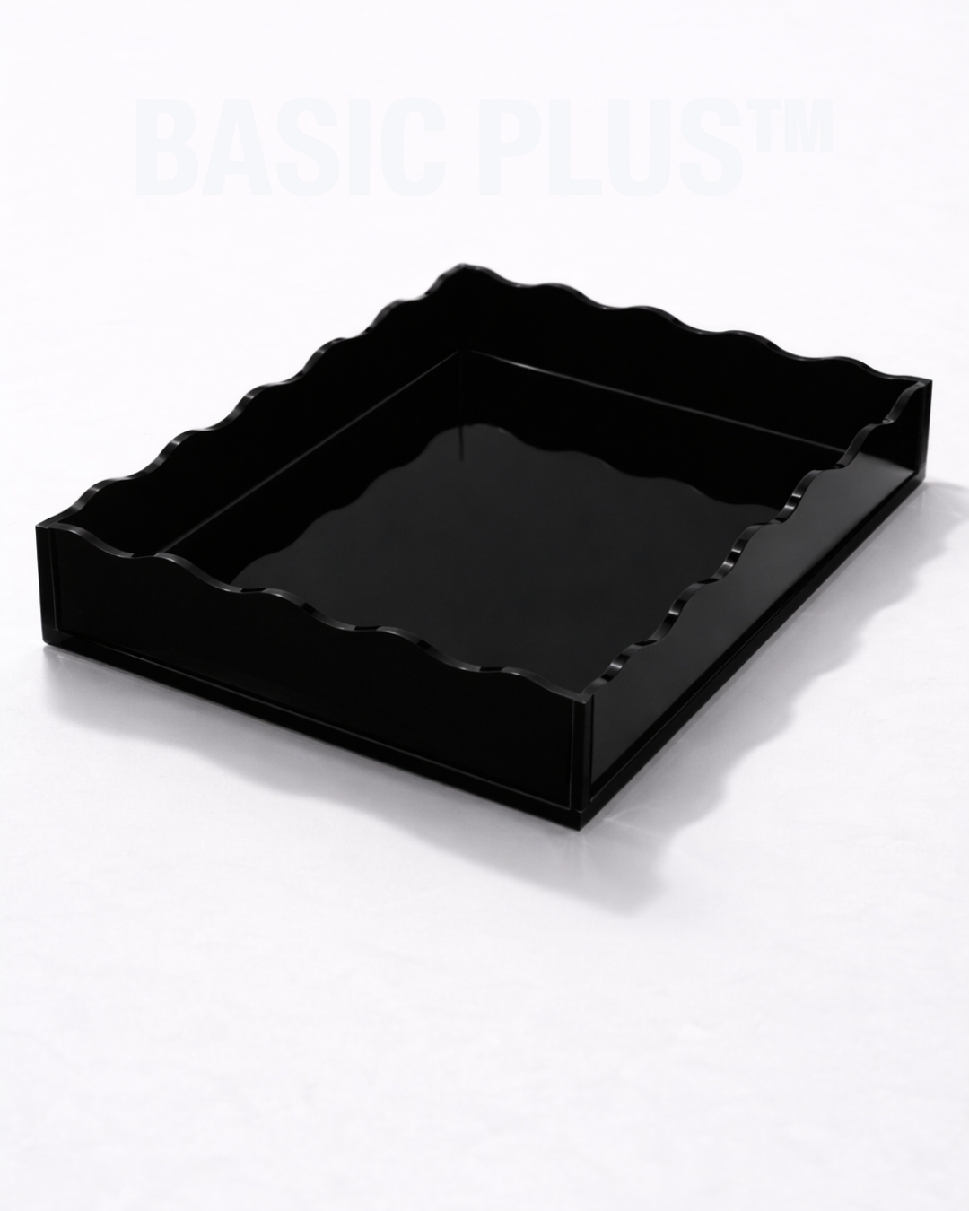 Scalloped Edge Black Acrylic Serving Tray