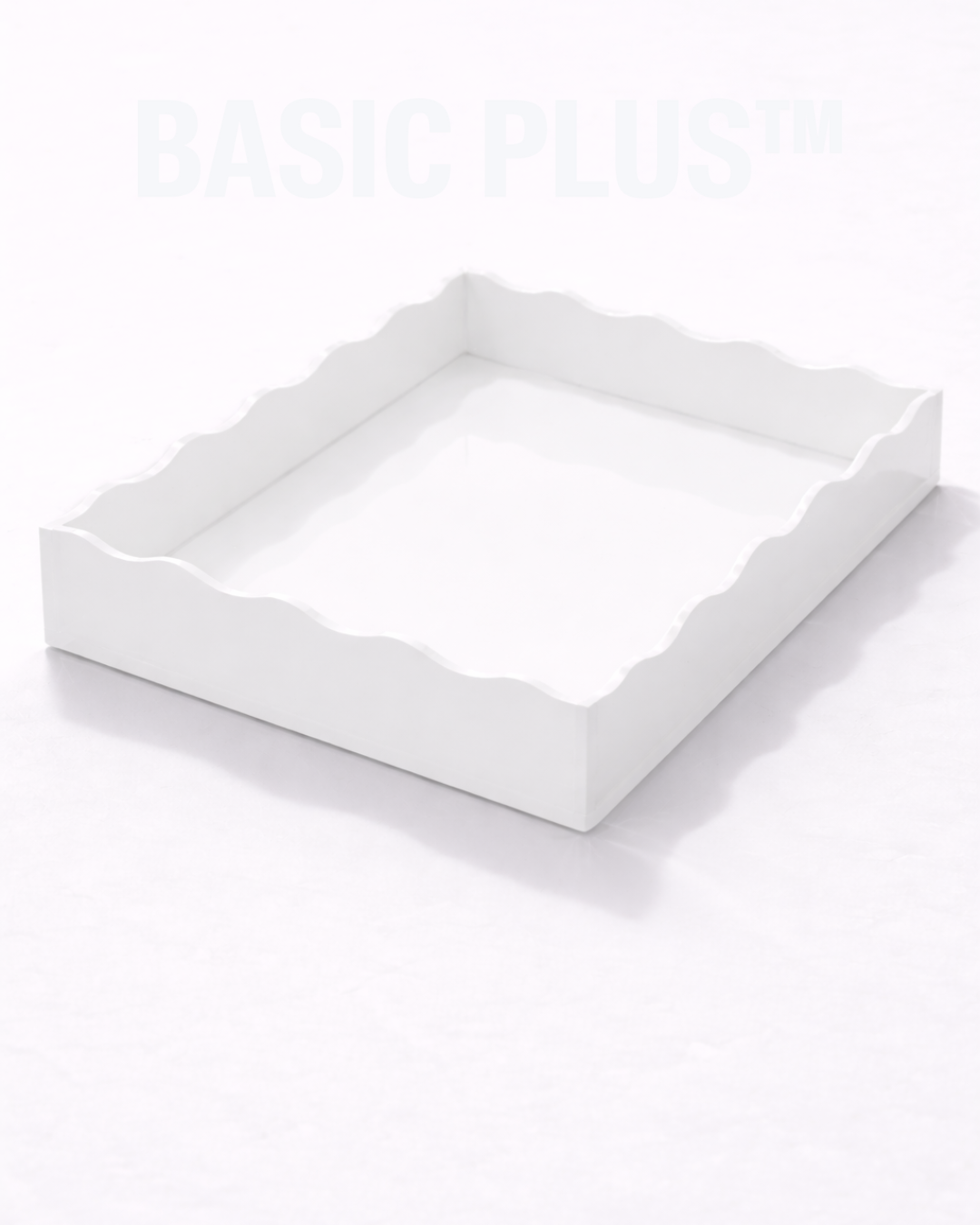 Scalloped Edge White Acrylic Serving Tray