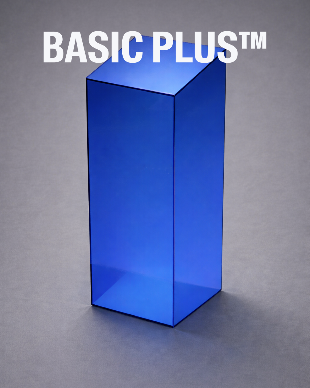 Angled Top Transparent Blue Acrylic Display Plinth