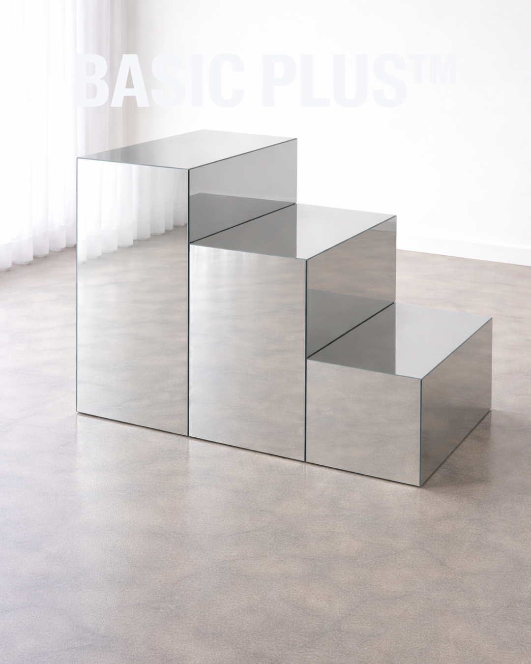 Stepped Silver Mirror Acrylic Display Pedestal Set