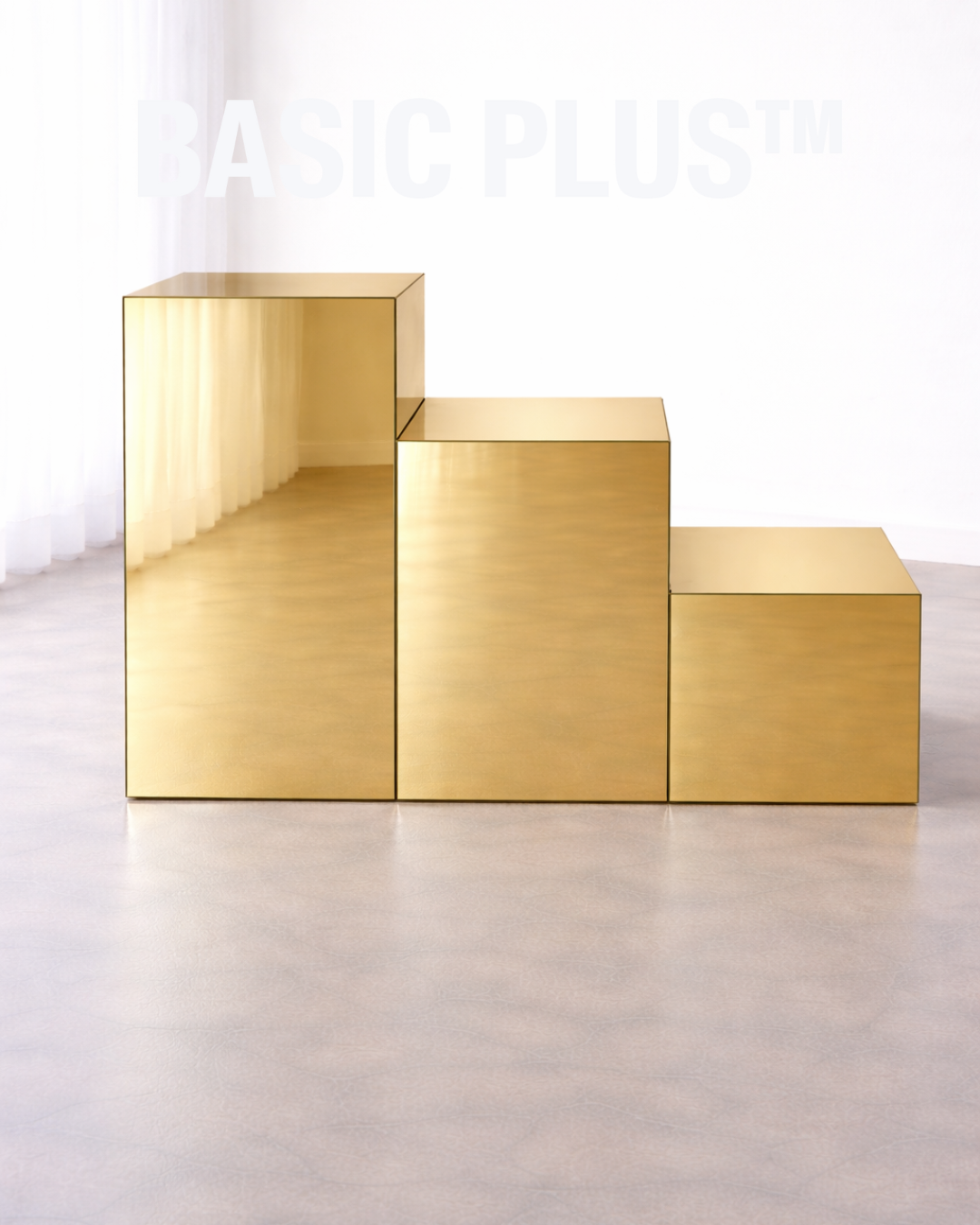 Stepped Gold Mirror Acrylic Display Pedestal Set