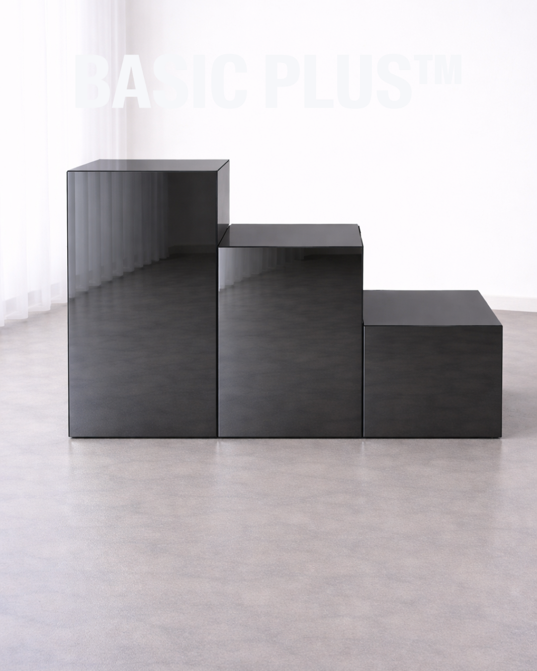 Stepped Smoke Black Mirror Acrylic Display Pedestal Set