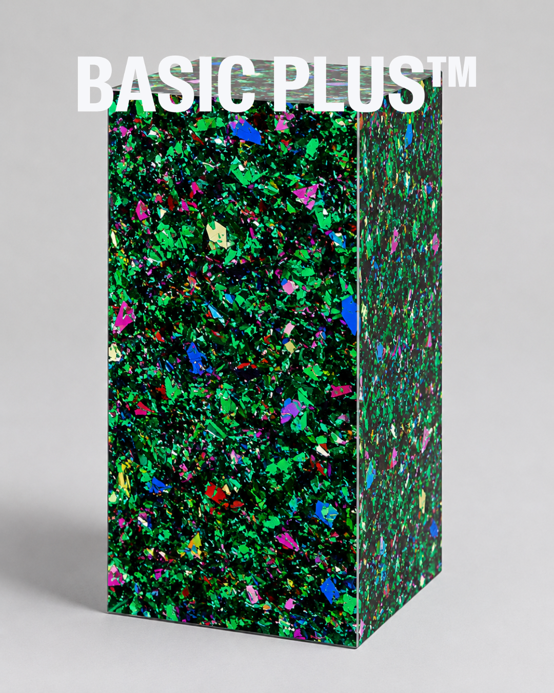 Green Foil Flake Acrylic Display Plinth