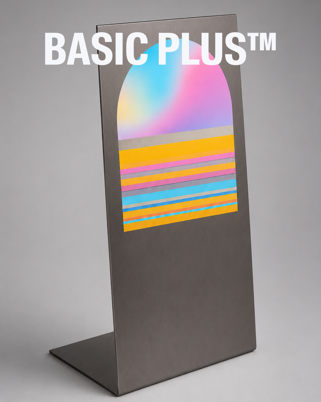 Slanted Brushed Stainless Steel Floor Sign