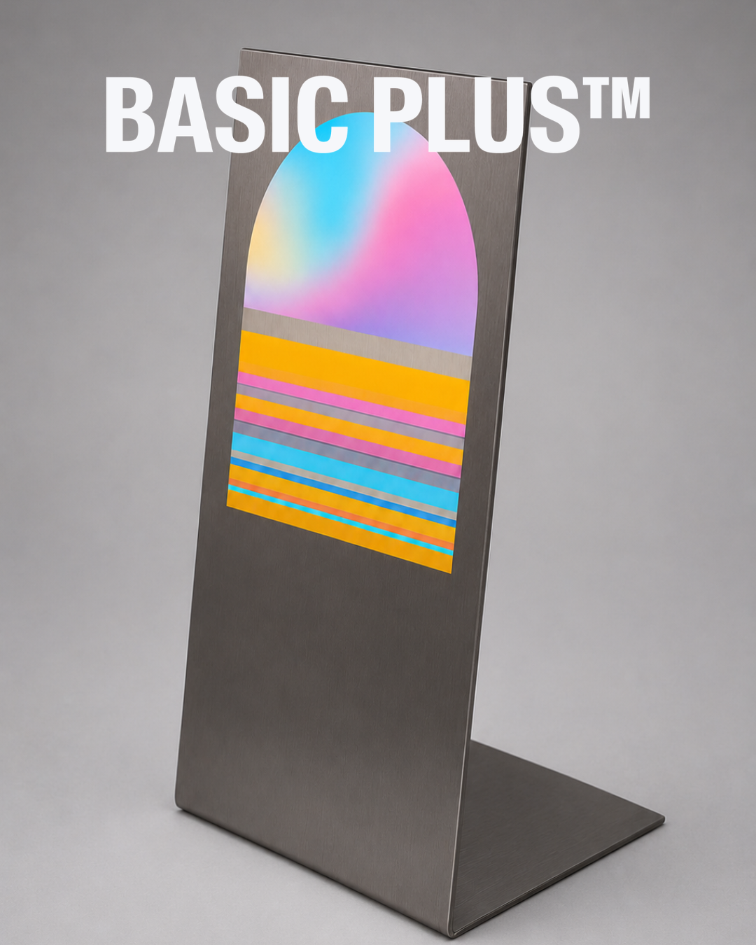 Slanted Brushed Stainless Steel Floor Sign