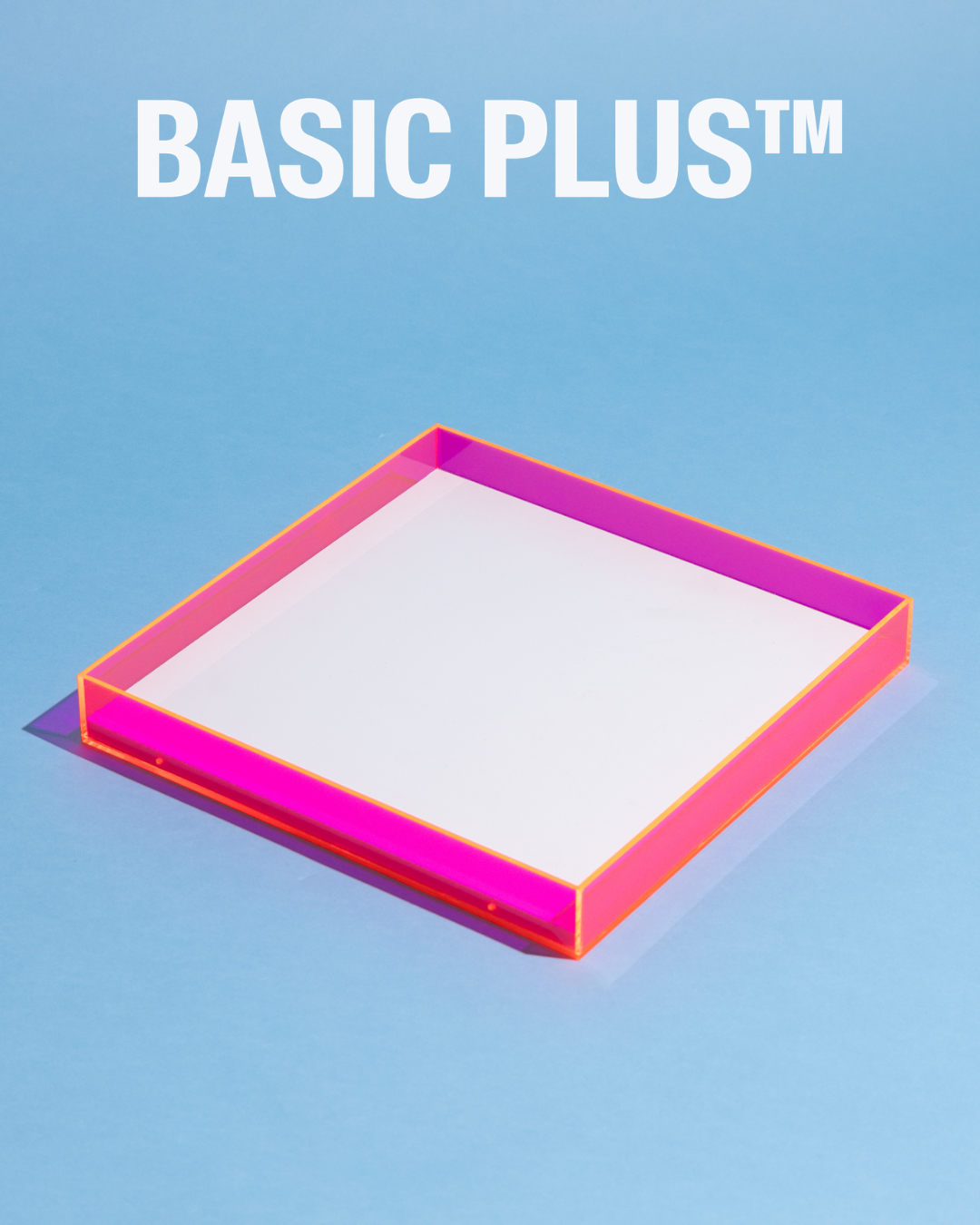 Fluorescent pink acrylic organiser tray - alternate angle