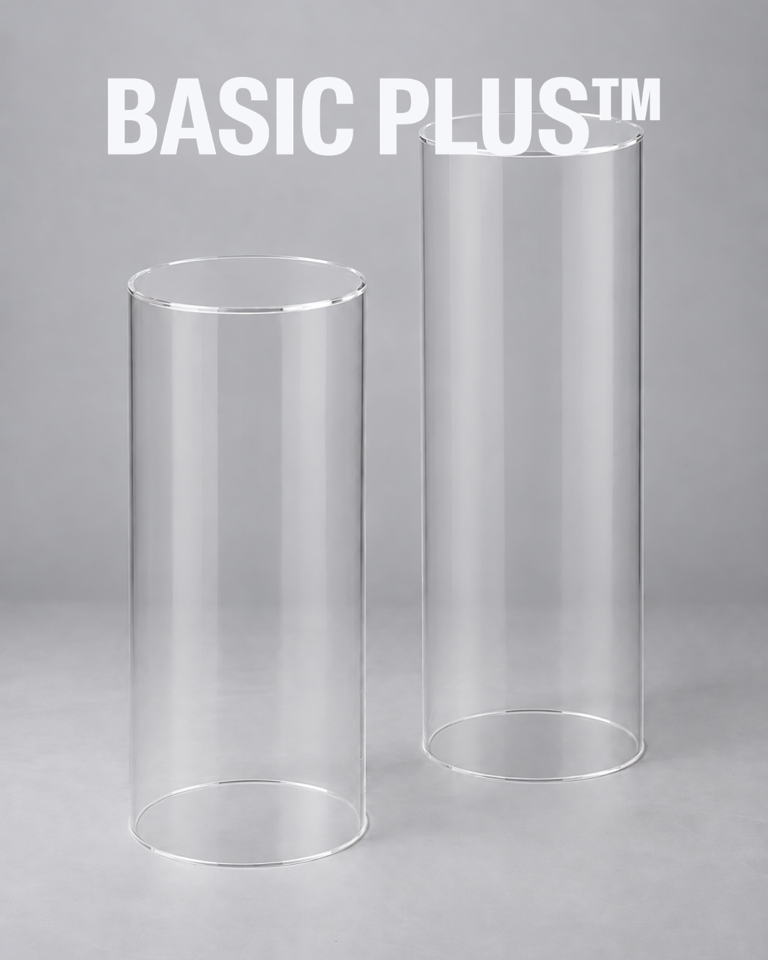 Clear Round Acrylic Plinth Set of 2