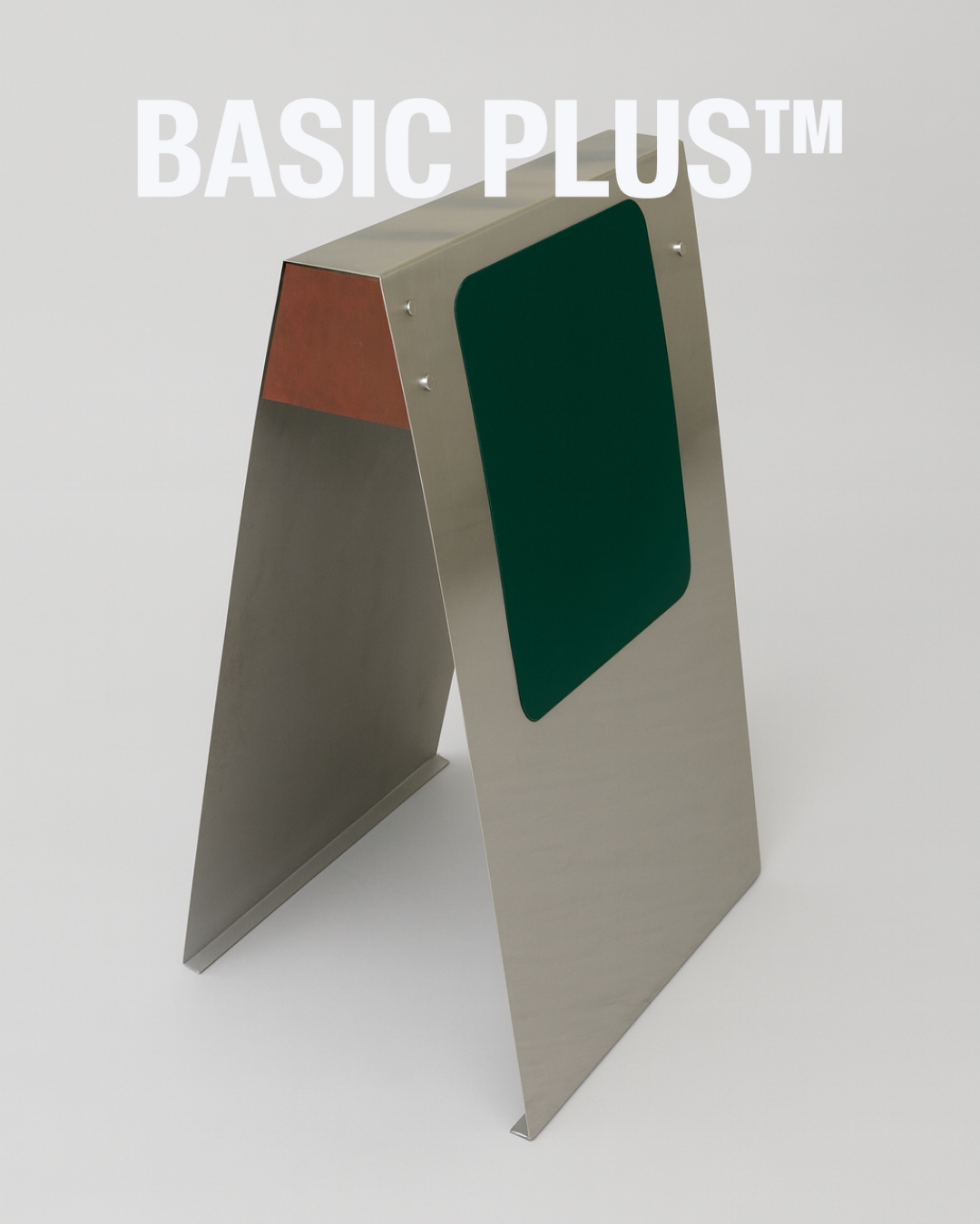 Brushed Stainless Steel A-Frame Sidewalk Sign with Flat Top and Green Plates