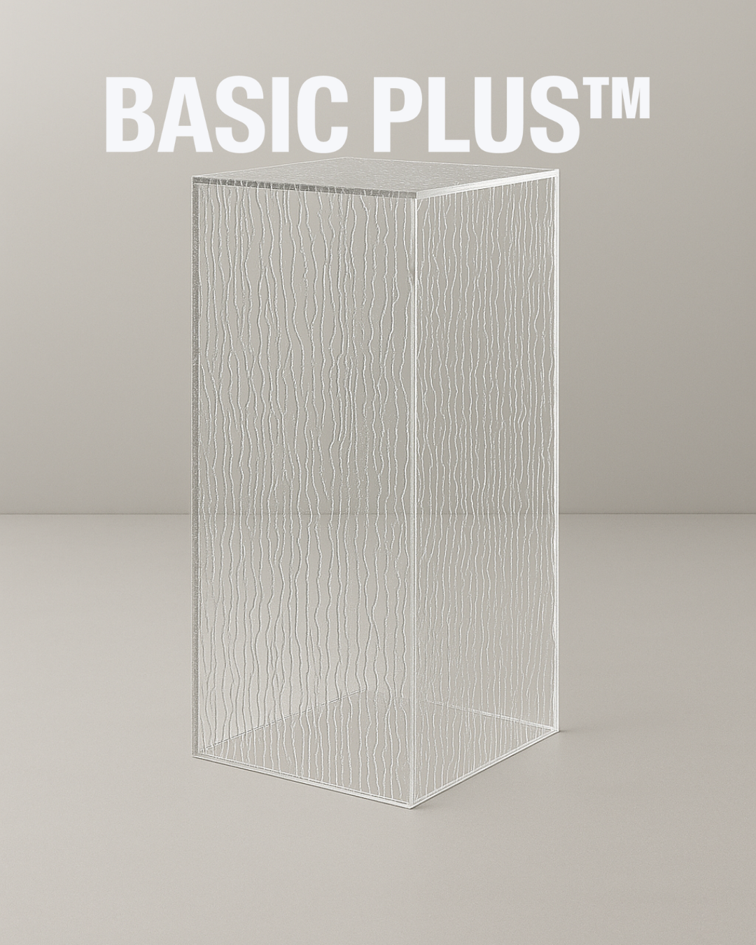 Clear Tree-Bark Pattern Acrylic Display Plinth – Basic Plus