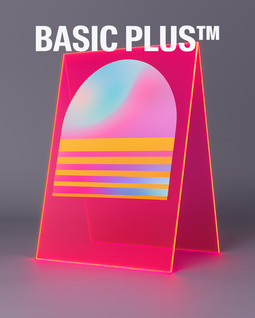 Transparent Neon Pink Acrylic Folded A-Frame Sign